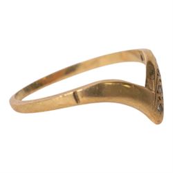 9ct gold diamond wishbone ring, hallmarked
