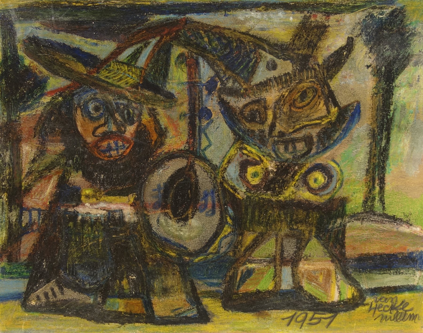 Willem Van Hecke (Belgian 1893-1976): Abstract Figures, oil and mixed ...