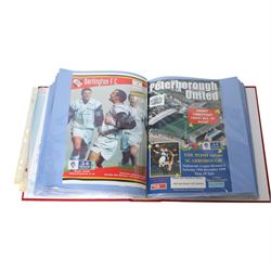 Comprehensive collection of approximately one-hundred and seventy Scarborough FC football programmes for the 1996/97, 1997/98 and 1998/99 seasons, all filed within six dedicated Scarborough FC red Home and Away binders
