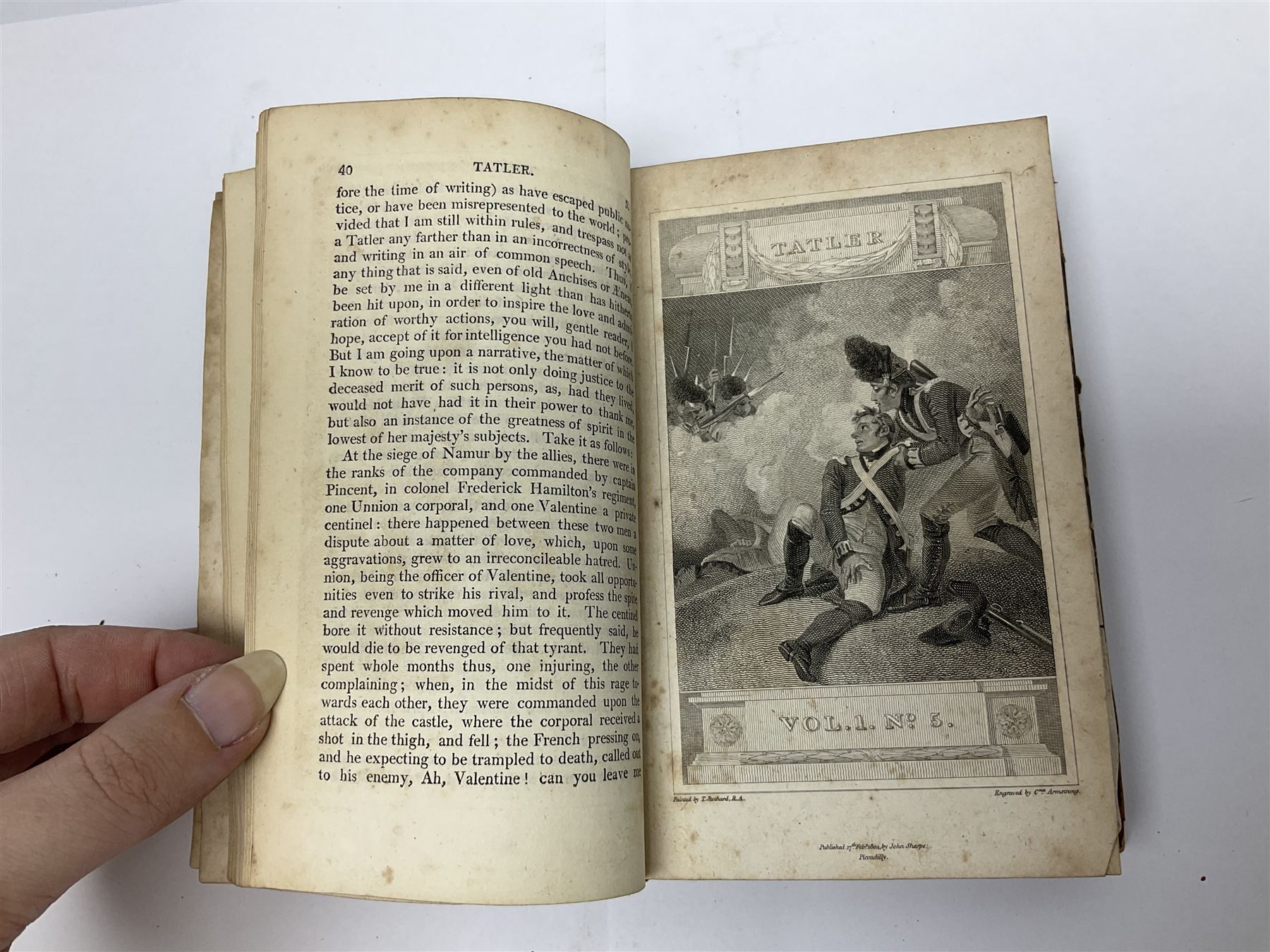 THE TATLER, London, C. Whittingham and John Sharpe, 1804, 4 volumes; engraved portrait frontispieces, engraved title pages and plates; uniformly bound in half leather with marbled boards