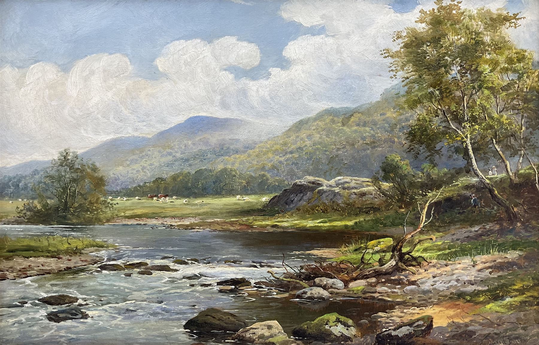 David Bates (British 1840-1921): 'On the River Teme - Near Martley Worcestershire', oil on board signed, titled in a later hand verso, 33cm x 51cm
Notes: Bates was a painter of porcelain for Royal Worcester between 1855 to 1880