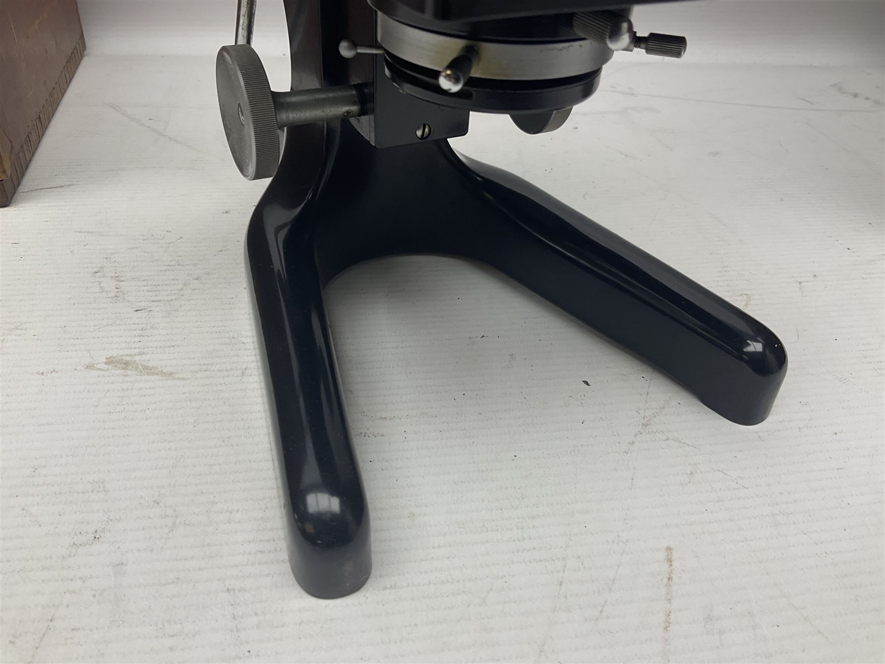 Four microscopes, including Cooke, Troughton & Simms no M467926, W Watson & Sons no 114758, W & J George & Beck Ltd no 36649 and one other 