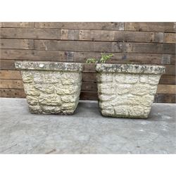 Caste stone square tapering planter