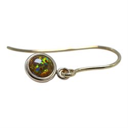 Pair of 9ct gold opal pendant earrings, boxed
