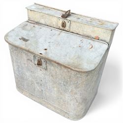 Galvanised metal animal feed bin