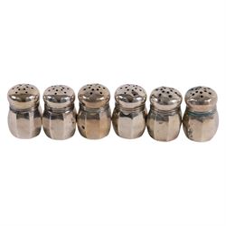 Six American silver salt shakers, stamped sterling