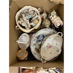 Assorted ceramics, to include small quantity of Minton Haddon Hall pattern, small Wedgwood Jasperware vase, and table lighter, Masons tureen without cover, various teawares, vases, etc., in four boxes