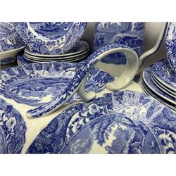 Copeland Spode Italian pattern tea and dinner wares, including hor d'oeuvres dish, tureen and cover, coffee pot, six coffee cans and saucers, etc, all with blue printed marks beneath (40)