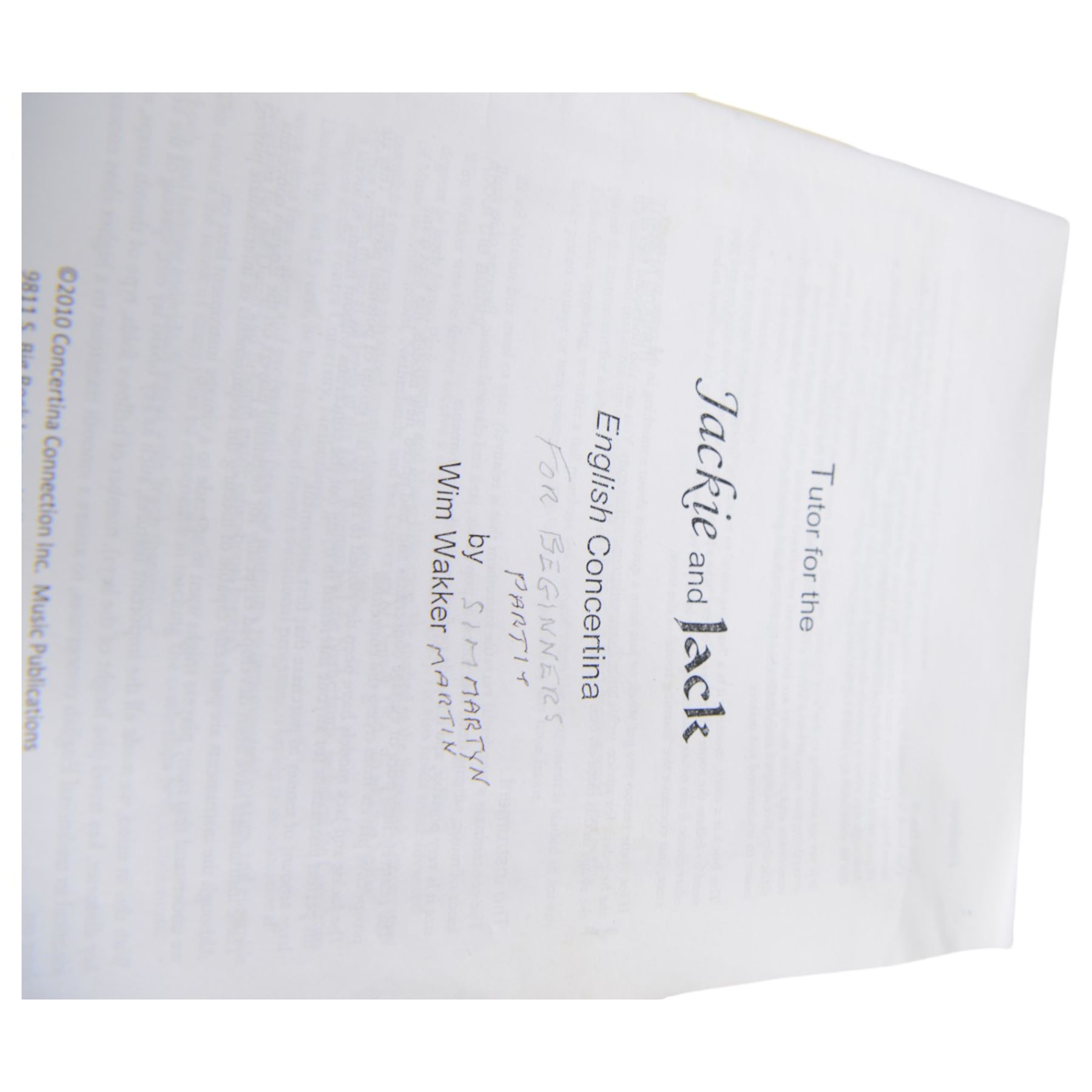 Jackie concertina, with six fold bellows and 33 buttons in a fabric case.  With an adjustable Boston music stand and tutorial.