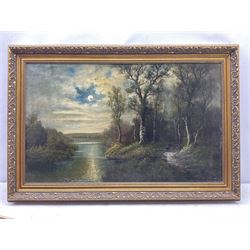 J Reiter (Continental 19th century): River Landscape, oil on canvas signed 49cm x 80cm