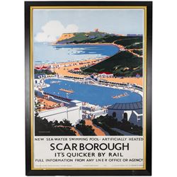 Two reproduction British Railway posters, comprising Yorkshire Coast and Scarborough examples, both framed, H100cm