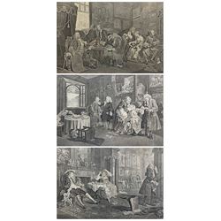 After William Hogarth (British 1697-1764): 'Marriage A-la-Mode' - 'The Marriage Settlement I' 'The Tête à Tête II' and 'The Lady's Death VI', three engravings originally pub.1743-1745, 35cm x 45cm (3)