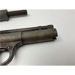 Webley & Scott Premier .177 over lever air pistol, no.2360, with chequered bakelite grip L24cm overall; Diana SP50 .177 plunge barrel air pistol; and T.J. Harrington & Son 'The Gat' .177 plunge barrel air pistol; NB: AGE RESTRICTIONS APPLY TO THE PURCHASE OF THIS LOT (3)