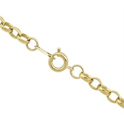 18ct gold Egyptian hieroglyphs pendant, on 9ct gold cable link chain necklace