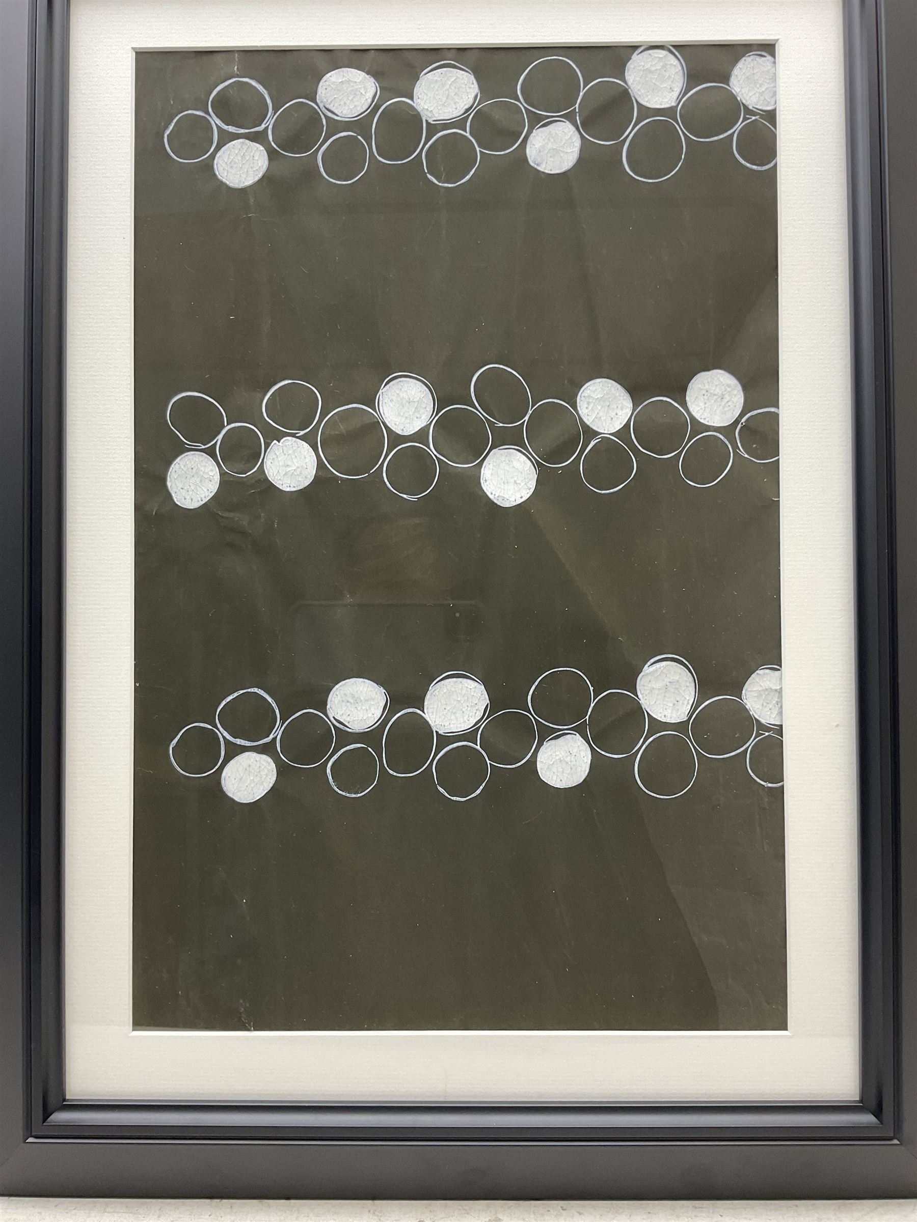 Raoul Dufy (French 1877-1953): Black and White Circle Design, gouache on paper unsigned 48cm x 31cm
Provenance: with Leighton Fine Art; Bianchini Ferier Archive - Christie's London 16th November 2000.
Notes: The silk weaving house of Bianchini Firier was founded in Lyon in 1888. In 1912 Raoul Dufy signed a contract with them and went on to produce about 4000 designs for Bianchini Firier between 1912 and 1928. After his contract came to an end Bianchini Firier continued to make fabrics for important fashion houses such as Worth, Madeleine Vionnet, Jeanne Lanvin Paquin and Patou. They produced scarves for Hermes, Jacques Fath and others and created imaginative designs for Givenchy, Balenciaga, Chanel, Dior and Yves Saint-Laurent etc.