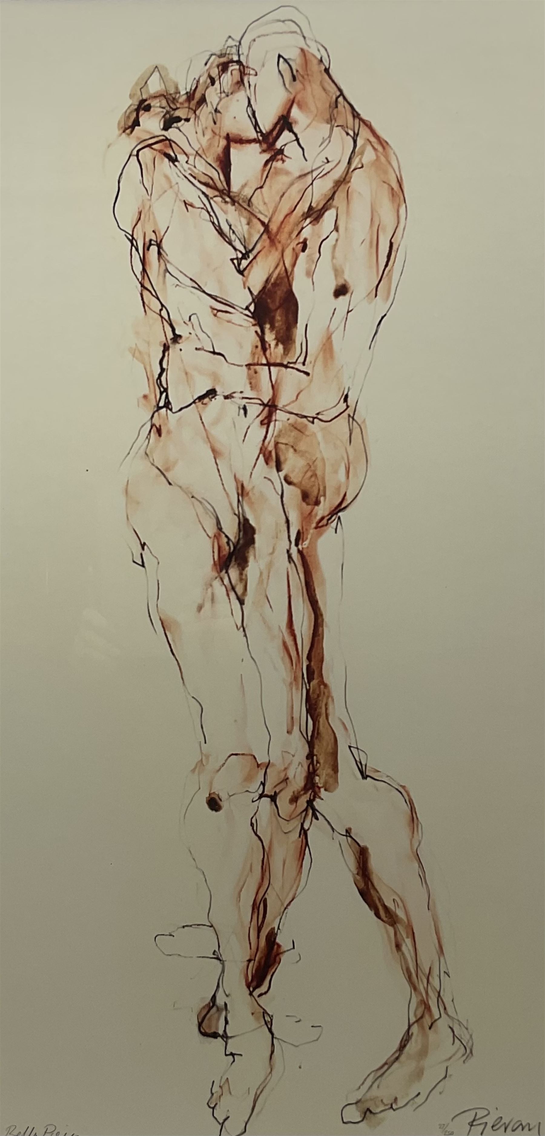 After Bella Pieroni (British 1941-): Embracing Figures, limited edition giclee print signed and numbered 27/250 in pencil 79cm x 39cm