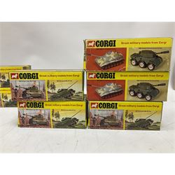 Corgi - eleven military models comprising three x 900, three x 901, four x 905 & 908; all boxed; together with nine unboxed models (18)