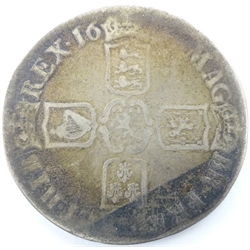  William III crown, the date heavily rubbed reading only 16??  
