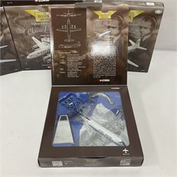 Corgi - Aviation Archive, eleven ‘Classic Propliners’ 1:144 scale models comprising Vickers Viscount models; 47601 700 Series British European Airways; 47602 Parcelforce; 47603 Continental Airlines; 47604 800 Series Lufthansa; 47605 700 Series British Eagle no.391/2900; 47606 806 Virgin Atlantic Airways; 47607 802 British European Airways; 47608 806 British Airways no.985/3000; 47609 836 British Midland Airways no.1530/2500; AA30501 800 Aer Lingus no.651/2100; AA30503 800 British Air Ferries no. 1131/2100; all boxed (11) 