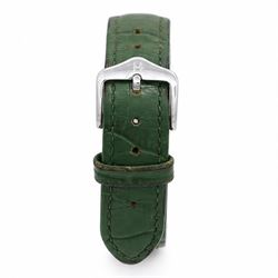 Omega gentleman's stainless steel manual wind wristwatch, silvered dial with baton and Arabic hour markers, on green leather strap