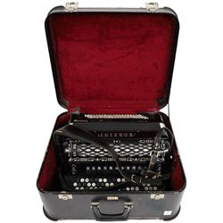 Borsini Professional 5-Row Chromatic button accordion, with 92 chromatic buttons and 120 bass buttons, in black high gloss case, with carry strap and original hard carrycase