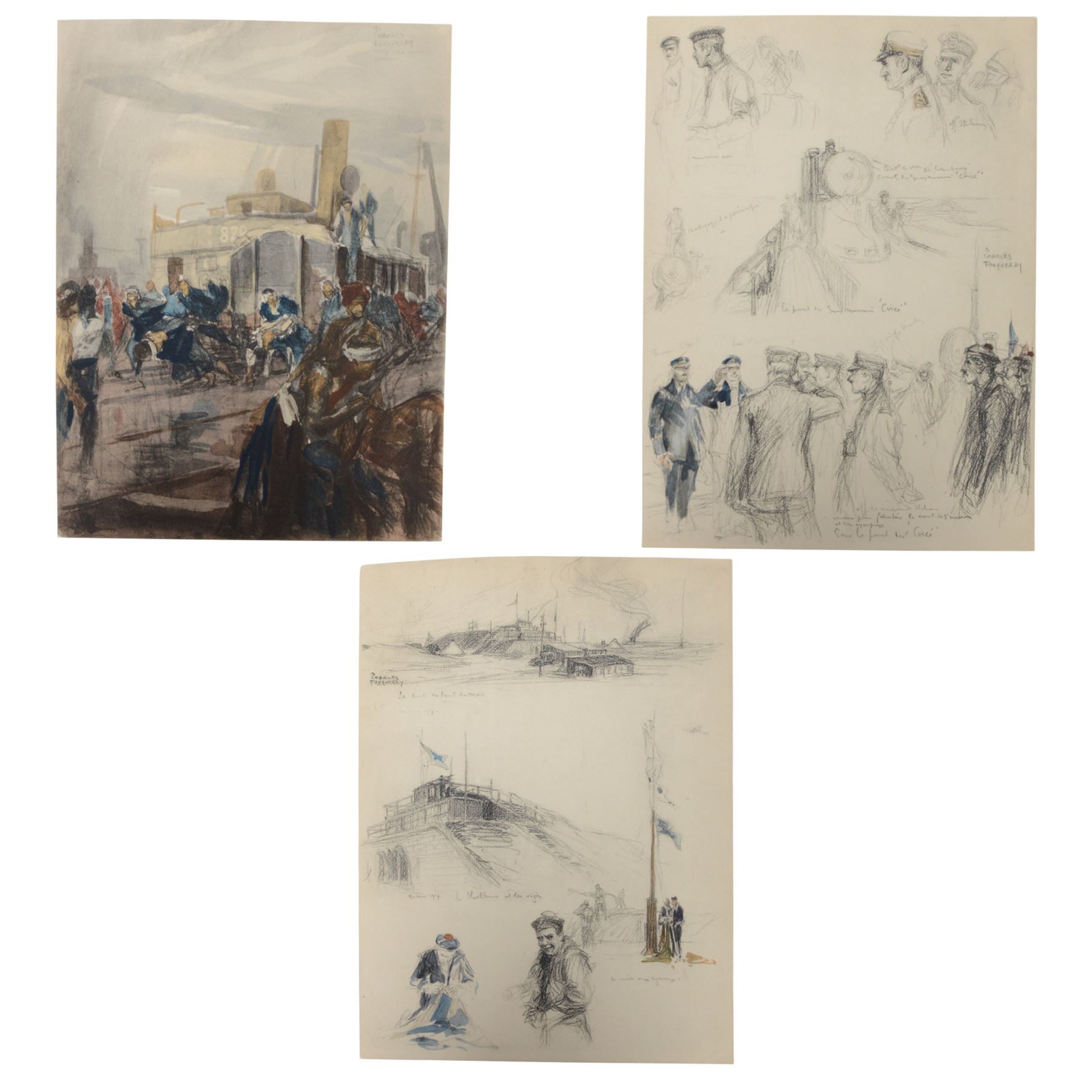 Charles Fouqueray; three limited edition prints from the Great War 1914-18, H29cm
