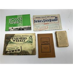 Veterinary fleams and other tools together with various veterinary books, including Hewthorn's Veterinary Guide, Farms and Farming - Vince, Veterinary Practice at Home, etc., and a collection of folding pocket knives, pen knives, hunting knife, etc.