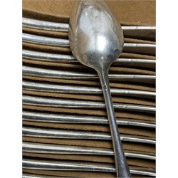 De Montfort cased canteen of silver plated cutlery for six place settings, together with further cased canteen of spoons and forks stamped Bon Marche