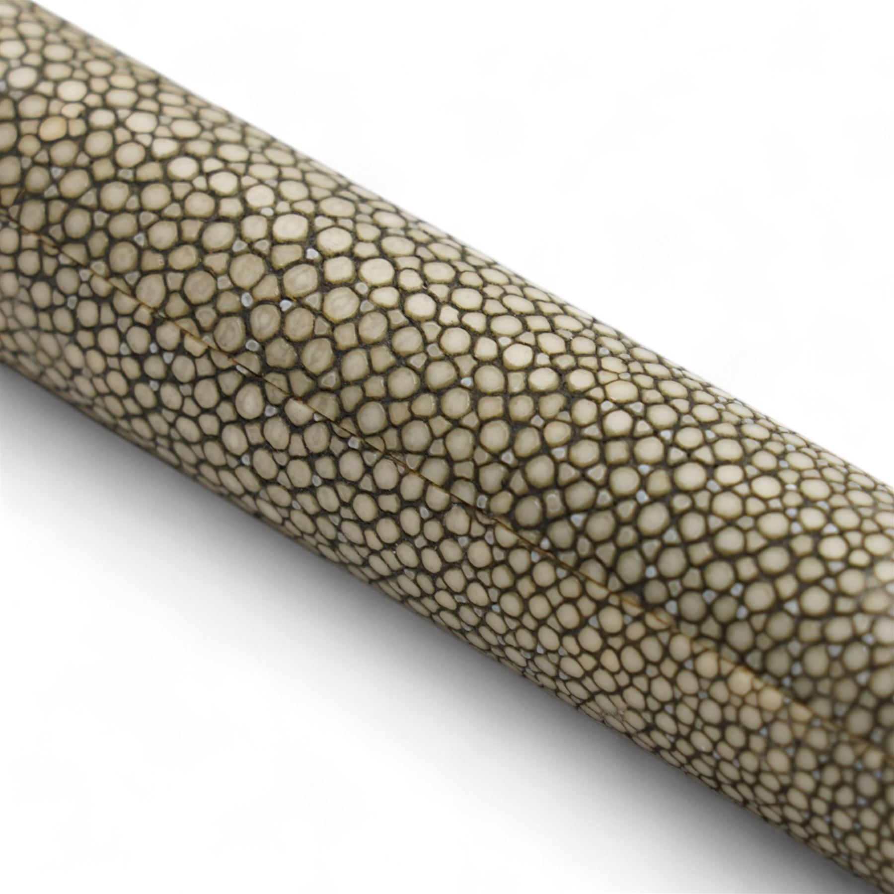Late 19th to early 20th century shagreen cigar tube, unmarked, L20cm 