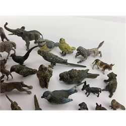Collection of miniature cold painted bronze and similar animals, to include birds, sheep, horses etc 