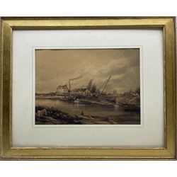 Henry Barlow Carter (British 1804-1868): Sailing Barges on the River Hull near Beverley, watercolour unsigned 26cm x 36cm