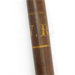 Victorian turned wooden truncheon with A.V.R.cipher in gilt and with ribbed handle L50cm