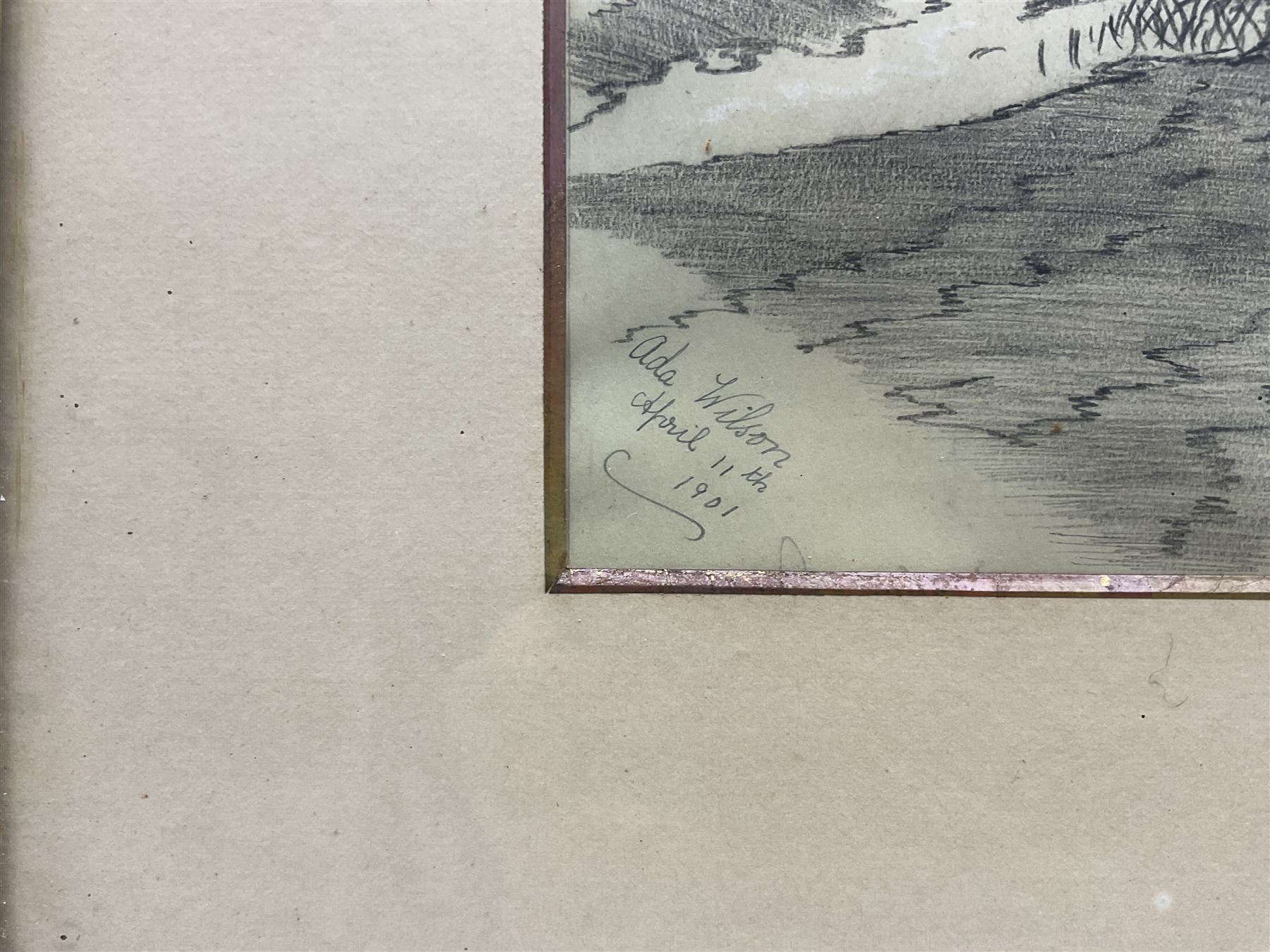 Ada Wilson (British early 20th century): 'At Chester', pencil heightened in white signed titled and dated 'April 11th 1901', 34cm x 51cm