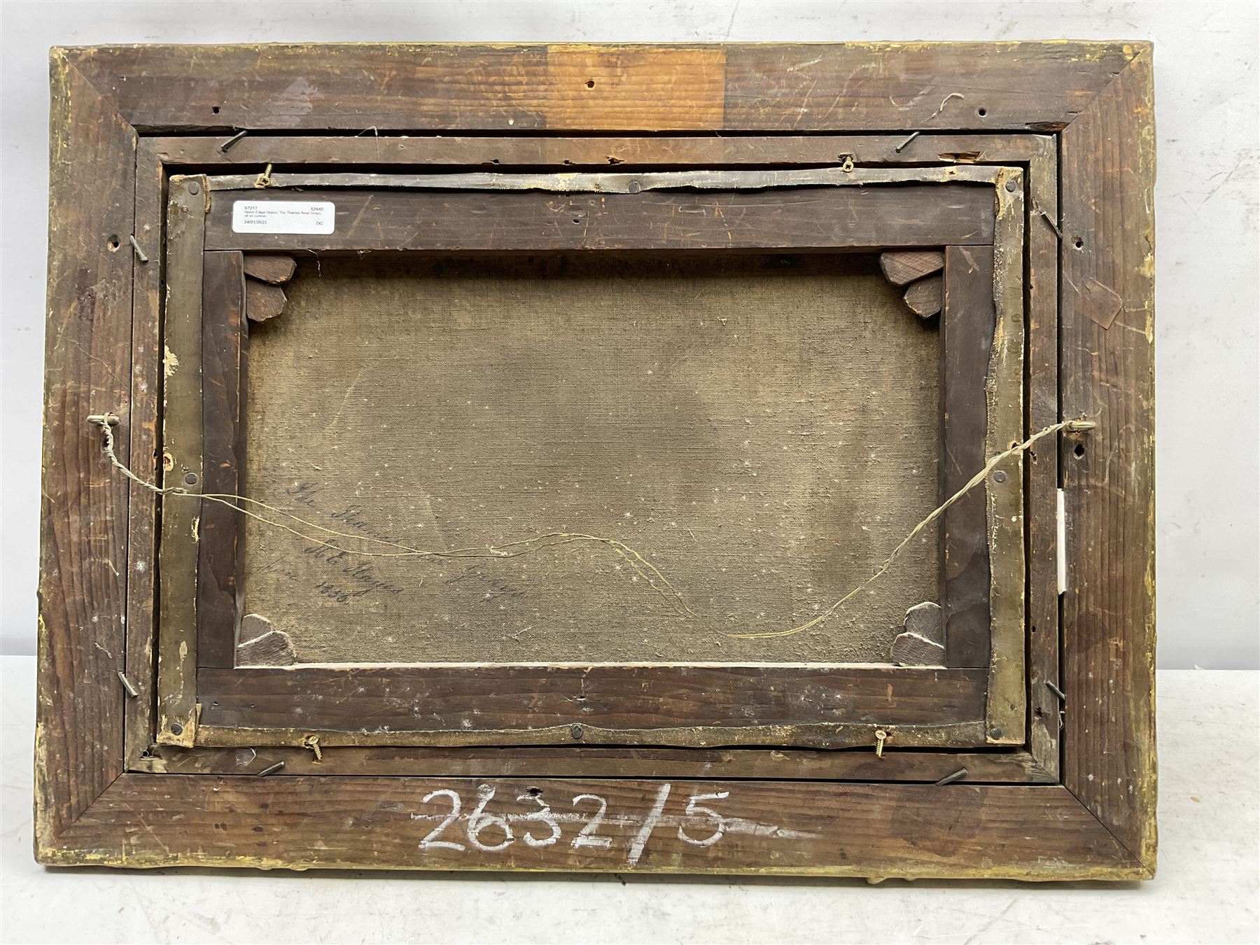 Henry Edgar Hayes (British 19th century): 'The Thames Near Grays', oil on canvas, signed titled and dated 1856 verso, 44cm x 30cm