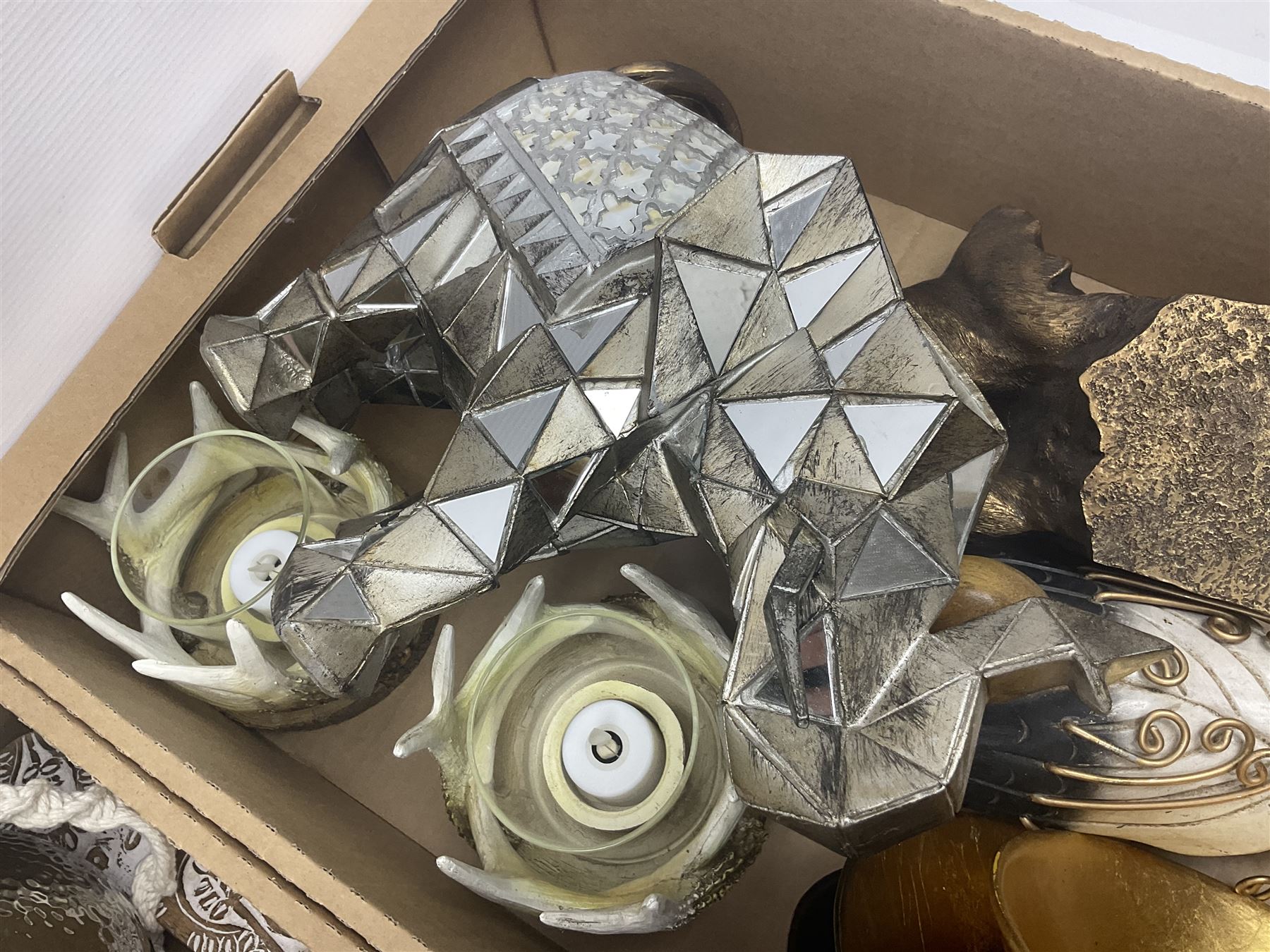 Collection of glass ware, to include six tumblers and six wine glasses, together with other decorative collectables, in two boxes