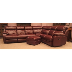  Seven seat Corner sofa group with electric end reclining chairs (This item is PAT tested - 5 day warranty from date of sale)  