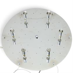 Schuller Valencia contemporary mirrored glass pendant ceiling light, with internal crystal-style droplet pendants