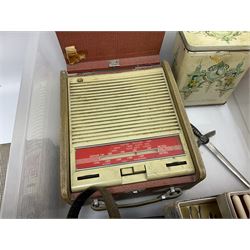 Ekco transistor portable radio, Kodak Brownie Cresta camera in case, Castle & Co Hull binoculars in case, 1970s and later annuals to include Beano, 1926 The Picture Show annual, silver-plate etc