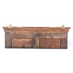 18th century and later carved oak panel, the carved cornice above a repeating boarder and two panels, H25cm, L81cm