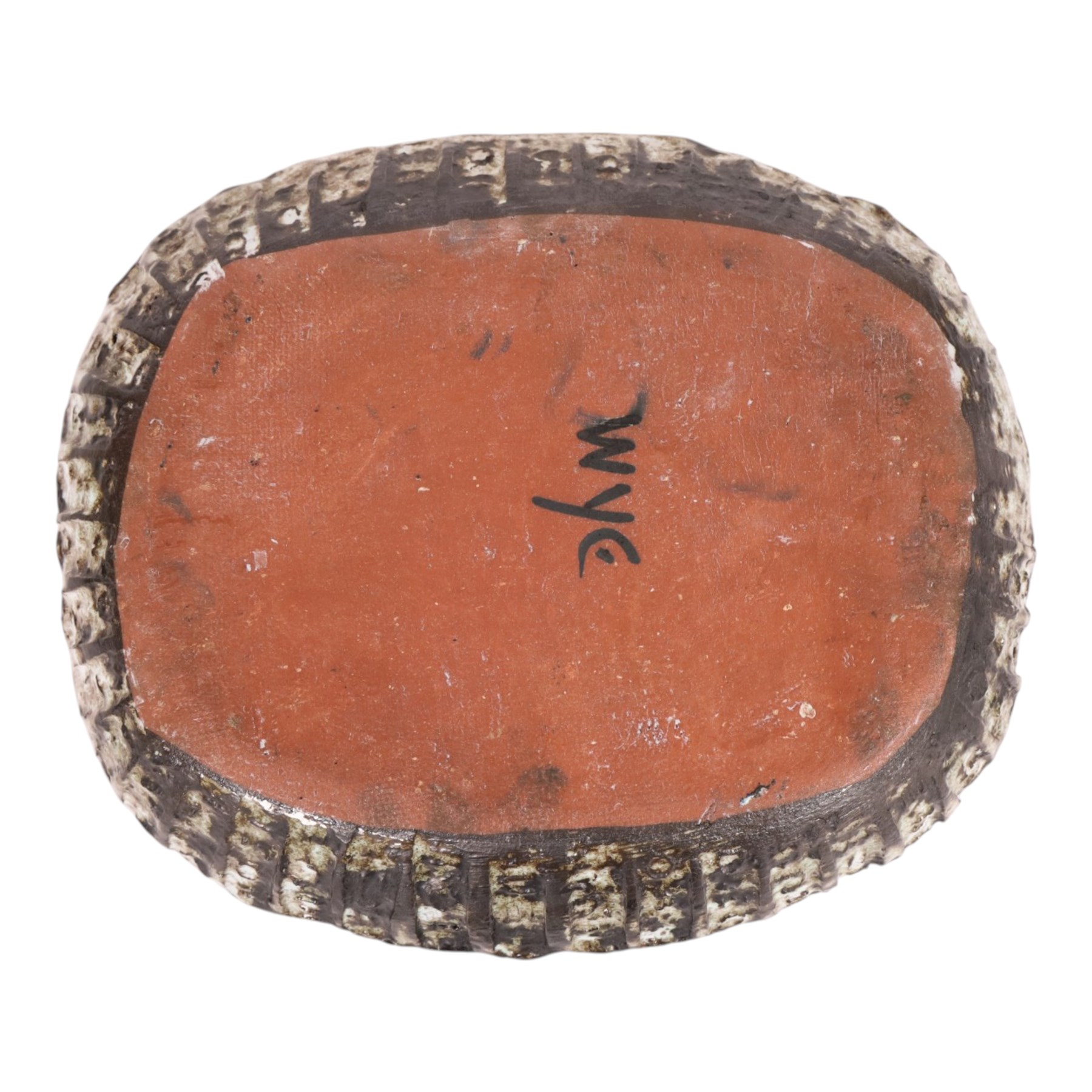 Adam Dworski (1917-2011) - oval dish, decorated to the centre with a stylised cockerel, signed beneath, L29cm, W24cm 