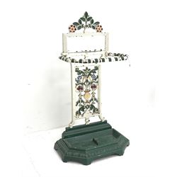 *Victorian painted cast iron umbrella stick stand, W38cm, H79cm