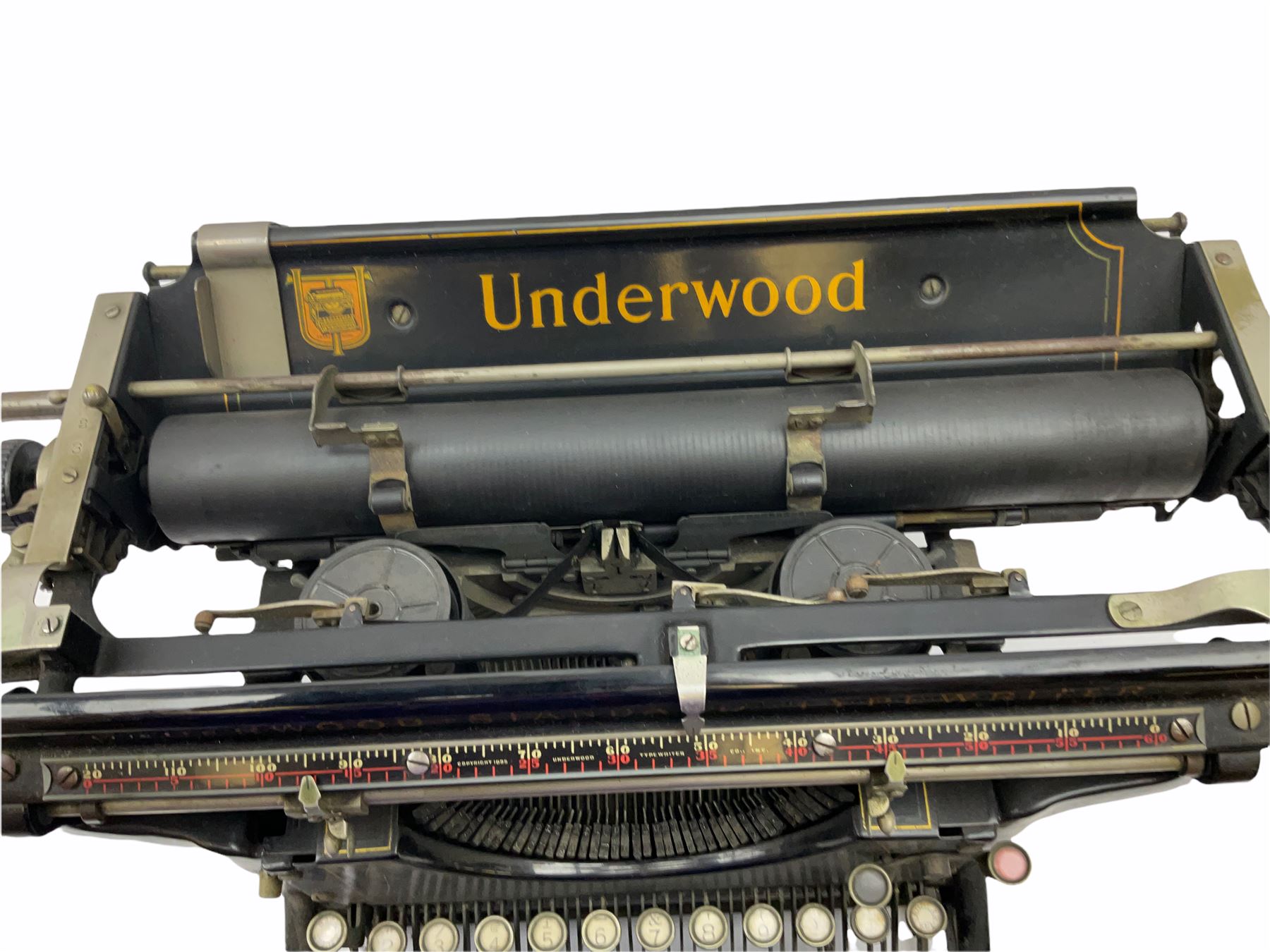 Underwood manual typewriter with original cover and Knitmaster Knitting machine in original box with instructions. 