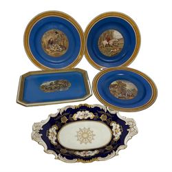 Four victorian Prattware plates of various sizes, together with Coalport dish