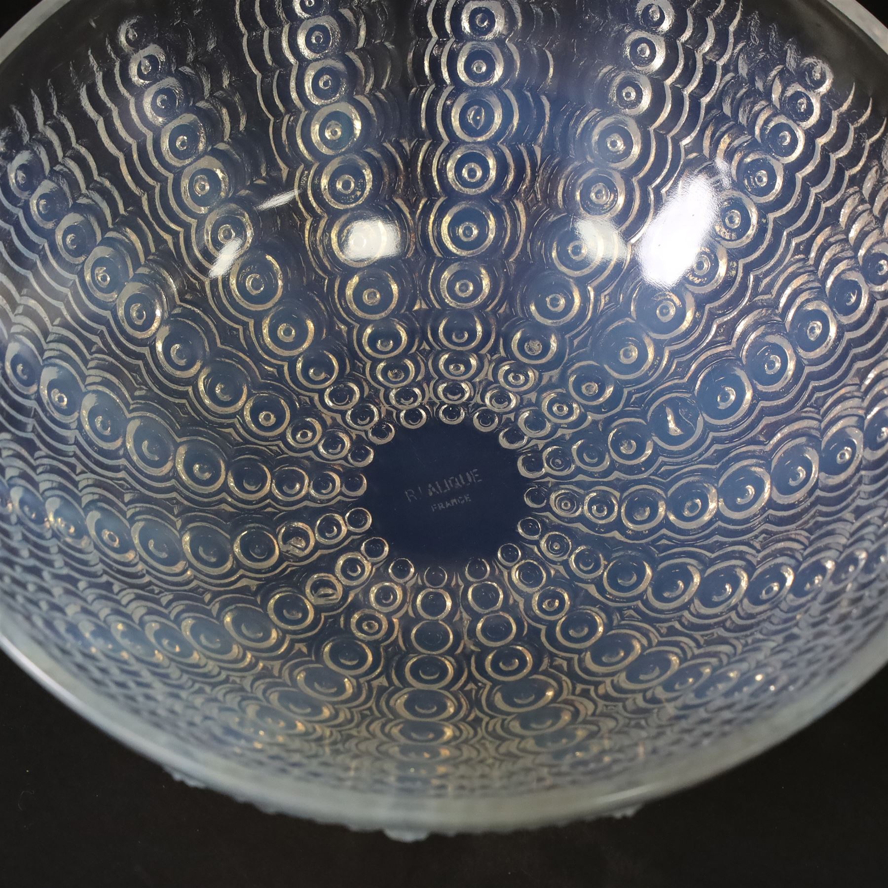 Rene Lalique (French 1860-1945), Oursins pattern opalescent glass bowl, marked R Lalique France beneath, D21cm, H8cm