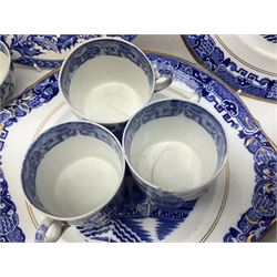 late 18th, early 19th century chinese export tea bowl, together with a collection of other blue and white ceramics to include tea bowls, a saucer, cups and plates  
