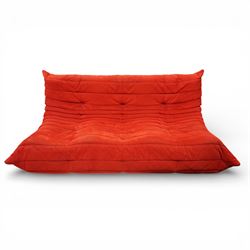 Michel Ducaroy (1925-2009) for Ligne Roset - contemporary ‘Togo’ sectional complete corner sofa upholstered in Alcantara Goya Red, comprising small settee (H 78cm, W 123cm, D 90cm), corner seat (H 78cm, W 90cm, D 90cm) and large settee (H 78cm, W 175cm, D 90cm)