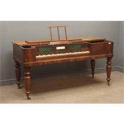  John Broadwood mahogany square piano, egg and dart carving, turned supports, W175cm, H87cm, D73cm  