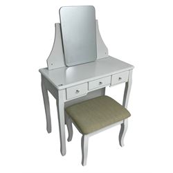 White finish dressing table with mirror and stool
