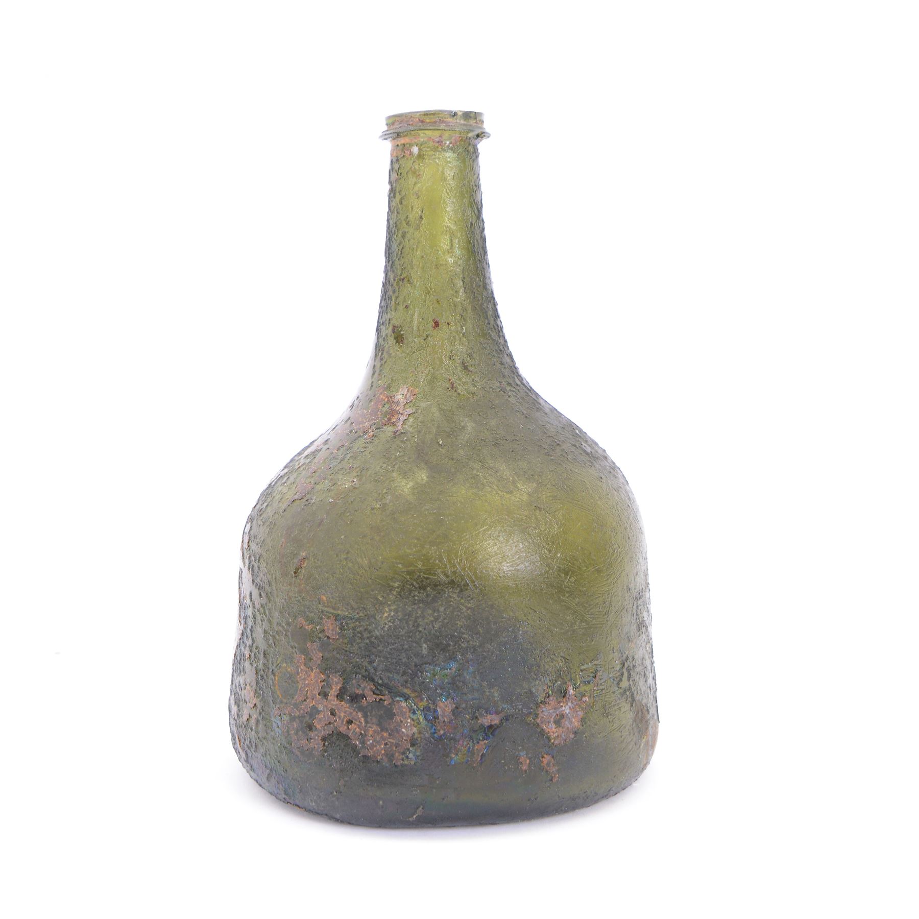Early 18th century mallet shaped glass wine bottle, H20cm