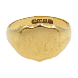  18ct gold signet ring Birmingham 1918, 7.37gm  